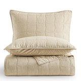 Wonderful Natural Linen Cotton Quilt - Skin-Friendly Breathable & Hypoallergenic Quilt King, 3 Piece Wavy Box Stitched Linen Bedding Set, All-Season Use Bedspread & Coverlet Bedding, 104"x94" Wonderful