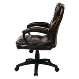 Office Star FL Series Faux Leather Manager's Adjustable Office Chair with Lumbar Support and Padded Arms, Chocolate Office Star Products