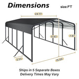 Unovivy 15x25 FT Metal Carport, Large Outdoor Heavy Duty Carport with Galvanized Steel Roof and 4 Support Feet, Spacious Vehicle Shelter for Cars, Boats, RVs, and Outdoor Equipment Unovivy