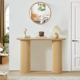 AVZEAR Fluted Entryway Console Table with Storage Shelf, Oval Curved Couch Table Behind Sofa Modern Boho Console Tables Long and Skinny for Living Room Hallway Entrance Foyer, Nature Color AVZEAR