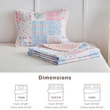Joyreap Twin Size Quilt Set for Girls, Pink n Blue Floral Patchwork Design, 2 Pieces Soft n Cozy Microfiber Quilt, Bedspread Bed Cover for All Season- 68x88 inches Joyreap