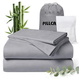 Luxury Organic Tencel & Viscose from Bamboo Cooling Sheet Set,Silky Soft Lyocell Sheets with Deep Pocket, Hypoallergenic & Breathable Bedding with Pillowcases (Gray, King) Pillcase