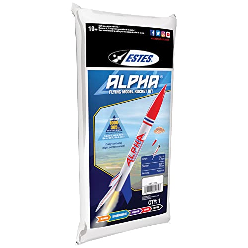Estes 1225 Alpha Rocket-Building Kit, Intermediate Flying-Rocket-Model Kit for Ages 10+ Estes