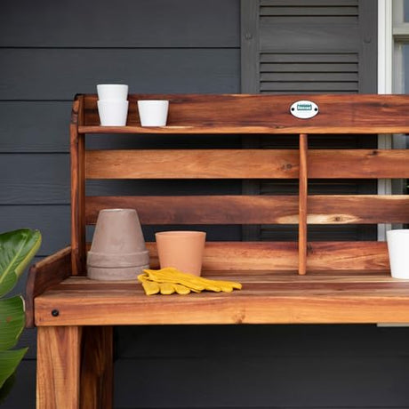 Backyard Discovery Table Serving Bar-Acacia Wood Potting Bench, Brown Backyard Discovery
