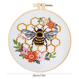 Huacan Embroidery Kits for Adults Beginner 4 Pcs Stamped Bees Honey Pattern Stitching DIY Sewing Kit 7.9 x 7.9 Inch