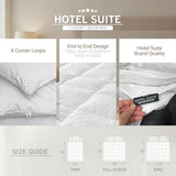 Hotel Suite Luxurious Feather and Down Comforter Duvet Insert Full/Queen Size, 100% Cotton Cover, Hotel Collection Quilts, 56 oz Fill Weight, All Season Medium Warmth 88 x 88 Inch White Hotel Suite