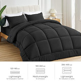 Sonive Full/Queen Comforter,Quilted Duvet All Season Down Alternative Bedding Duvet Insert Soft Fluffy Breathable Microfiber 200gsm with 8 Corner Tabs Easy Care Black Sonive