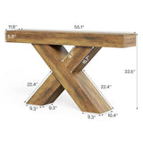 LITTLE TREE Console Table, 55-Inch Entryway Table, X-Shaped Design Narrow Console Table, Sofa Table for Living Room Foyer Hallway, Entryway, Entrance, Foyer, Industrial Wooden, Rustic Brown LITTLE TREE