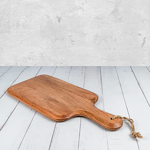 Samhita Acacia Wood Cutting Board, for Meat, Cheese, Bread, Vegetables & Fruits, with Grip Handle (15" x 7") - WoodArtSupply