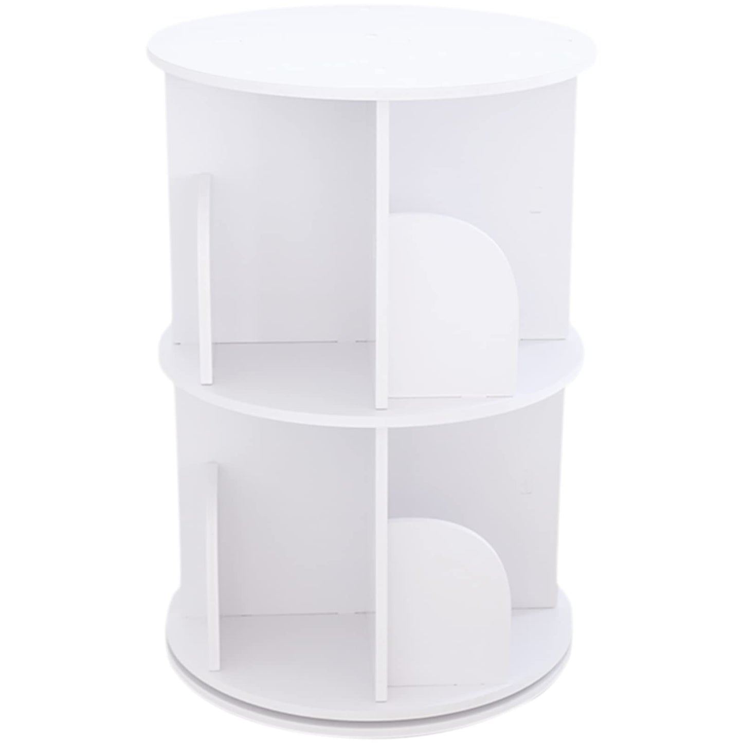 Bacacoo 2-Tier 360° Rotating Bookshelf - Stylish White Freestanding Storage Organizer - WoodArtSupply