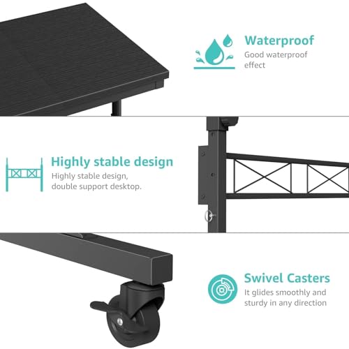 WINAZ Small Portable Rolling Standing Desk - 32 Inch Adjustable Height Mobile Teacher Podium on Wheels for Classroom, Stand Up Desks for Treadmill Walking Pad, Couch Sofa Side Laptop Table, Black WINAZ