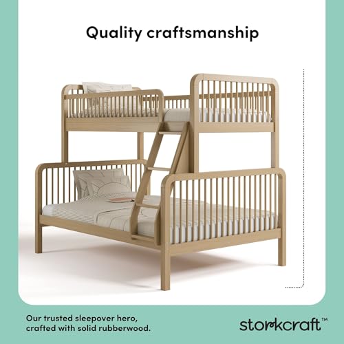 Storkcraft Pasadena Deluxe Twin-Over-Full Wood Bunk Bed (Driftwood) – GREENGUARD Gold Certified, Durable Wood Construction for Kids Bedroom, Space Saving Design, Fits Twin and Full Mattresses Storkcraft