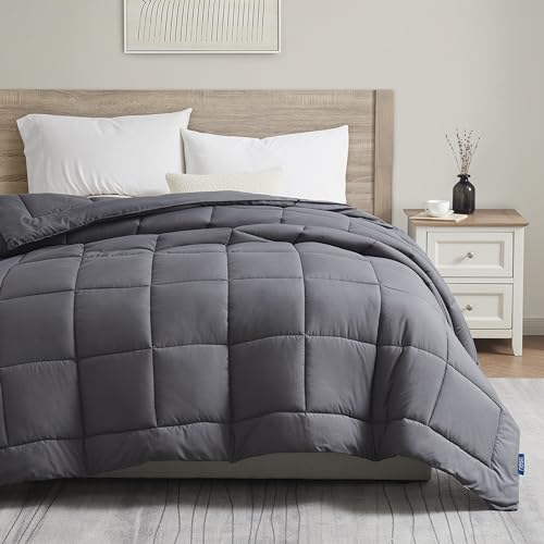 Nestl Comforter Duvet Insert, Quilted Down Alternative Twin XL Size, All Season Grey with Corner Tabs Nestl