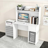Tangkula Computer Desk with Hutch, Home Office Desk with Raised Display Shelf & 2 Open Shelves, Cabinet with Door, Cable Management Holes, Modern Laptop PC Desk, Study Writing Desk for Bedroom Tangkula