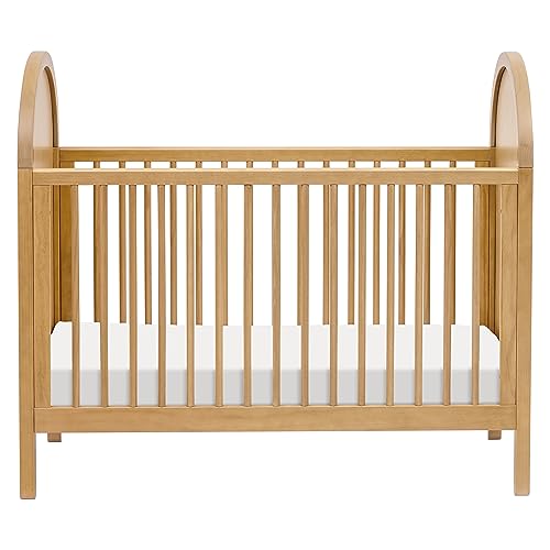 babyletto Bondi Cane 3-in-1 Convertible Crib with Toddler Bed Conversion Kit in Honey with Natural Cane, Greenguard Gold Certified