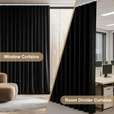 Room Divider Curtains Ceiling Track Sets Blackout Curtain Flexible Bendable Tracks for Patio Sliding Glass Door Bedroom Privacy Partition Separator, 1 Panel Black Drape and White Rail, W72 x L72 in Curtainsart
