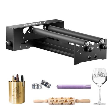 Longer Laser Engraver Rotary Roller, Y-axis Laser Engraver Attachment 360° Rotation, a Good Partner for Laser Engraving Machine， Compatible with Other Brands of Engraver Longer