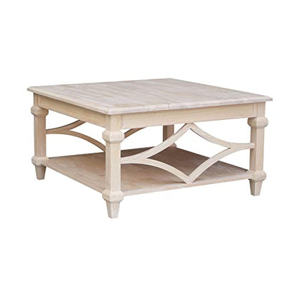 IC International Concepts International Concepts Josephine Square Solid Wood Coffee Table, Unfinished - WoodArtSupply