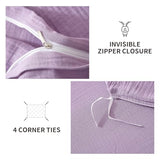 YASMENG 100% Cotton Muslin Duvet Cover Set Twin Size Purple, Ultra Soft Breathable Absorbent Gauze Bedding Duvet Cover, Luxurious Minimalist Natural Wrinkle Linen Textured Comforter Cover 68" x 90" YASMENG