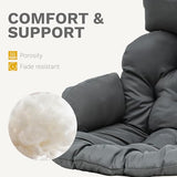 DWVO Egg Chair with Stand, Hanging Outdoor Rattan Wicker Patio Hammock Indoor Egg Chair with Cushion, Hanging Swing Chair 300lbs for Porch, Garden, Bedroom, Balcony, Gray DWVO