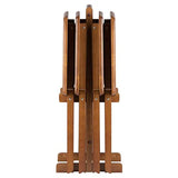 Ergode Wood Dylan 5-Piece Snack Table Set - Folding Solid Wood Teak Finish - includes 4 Snack Tables and Storage Stand, Space-Saving Design, Perfect for TV Meals and Outdoor Use Ergode