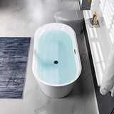 WOODBRIDGE 54" Acrylic Freestanding Bathtub Contemporary Soaking White Tub with Matte Black Overflow and Drain,B1702-MB WOODBRIDGE