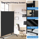MAYOLIAH Large Single Panel Room Divider on Wheels, 71”W x 75”H Rolling Privacy Screen, Portable Wall Divider for Home Office Partition, Black MAYOLIAH