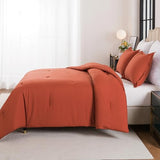Caressma Full Comforter Set Burnt Orange, Soft Prewashed Solid 3 Pieces Bedding Comforter for All Seasons,Fluffy Microfiber Terracotta Boho Comforter (79"x90") for All Seasons with Pillowshams Caressma