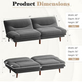 Homall Futon Sofa Bed, Modern Loveseat Futon Couch with Adjustable Backrest and Armrests, Sleeper Sofa Bed with Wood Frame for Living Room, Office, Apartment (Corduroy, Dove Gray) Homall