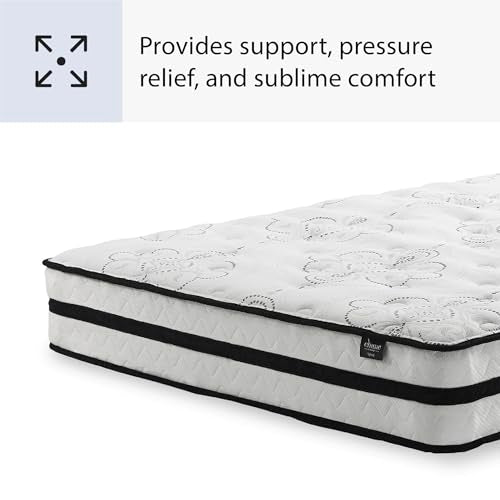 Signature Design by Ashley Full Size Chime 10 Inch Medium Firm Hybrid Mattress with Cooling Gel Memory Foam for Pressure Relief, Fiberglass Free, Mattress In A Box Signature Design by Ashley