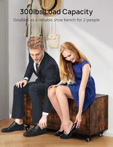 Storage Chest, 39.4'' Wooden Storage Bench with 4 Wheels & 2 Safety Hinges, Retro Box Support 300 lbs for Bedroom, Living Room, Easy Assembly, Rustic Brown HYZ