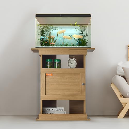 VEVOR Aquarium Stand, 20 Gallon Fish Tank Stand, 25.2 x 15.7 x 28.3 in MDF Turtle Tank Stand, 167.6 lbs Load Capacity, Reptile Tank Stand with Storage, Cabinet and Hardware Kit, Basswood Color VEVOR