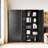 Letaya Black Storage Cabinet with Adjustable Shelves-Metal Home Kitchen Pantry Cabinets with Doors,Organization Locker for Cupboard/Bedroom/Dining/Living/Bathroom/Office/Garage Room Letaya
