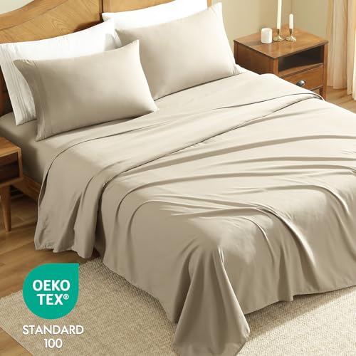ClevaHome Sheet Set Twin Size, 3-Piece Bedding, Lightweight & Super Soft Easy Care Microfiber– Shrinkage & Fade Resistant Bedding Set with 14'' Deep Pockets (Sandy Beige) Cleva