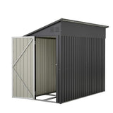 YOPTO 4×8 FT Lean to Metal Shed,Outdoor Heavy-Duty Storage Shed with Floor Base,All Weather Waterproof Garden Tool House W/Lockable Door&2 Air Vent,Reversible Door Design,for Backyard,Patio,Lawn,Black YOPTO