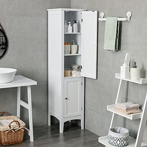 Tangkula 5-Tier Slim Bathroom Storage Cabinet in White - Elegant Freestanding Tower Design Tangkula
