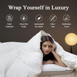 DWR Superior Luxury Feather Down Comforter King Size, Ultra-Soft Rose-Silk Cotton-Blend Fabric, High FP All Season Medium Warmth Bed Duvet Insert(106"x90", White) DWR