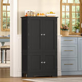 TEENFON Storage Cabinet with 4 Doors, Kitchen Cabinet with 6 Door Shelves, Kitchen Pantry for Living Room, Dining Room, Bathroom, Black TEENFON