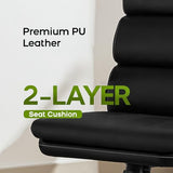 Office Chair Adjustable Desk Chair Mid Back Executive Comfortable Bonded Leather Ergonomic Back Support Home Computer Chair with Padded Flip-up Armrest Swivel Wheels (Black) amseatec