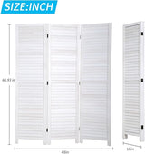 BLKMTY Room Divider 3 Panel Privacy Screen Folding Screen 5.6ft Tall Wood Screens Dividers Freestanding Portable Partition Wall Divider Space Seperate Indoor Home Furniture for Bedroom, White BLKMTY