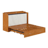 AFI Hamilton Queen Murphy Bed Chest with Mattress, Storage, and Built-in Charger in Light Toffee AFI