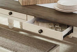 Signature Design by Ashley Bolanburg Farmhouse Rectangular Dining Table, 3 Drawers On Each Side, Seats 6, Wood, 71.88" W x 39.88" D x 31.13" H, Whitewash Signature Design by Ashley