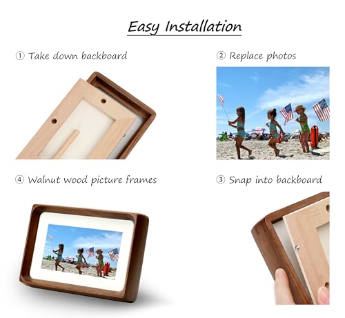 XKIILH 8x10 Picture Frames Walnut Solid Wood with Real Glass Vertical Horizontal Standing Display Photos 5x7/6x8 with Mat or 8x10 Without Mat Lovely Gift for Desk Tabletop Wall Mount H10 XKIILH
