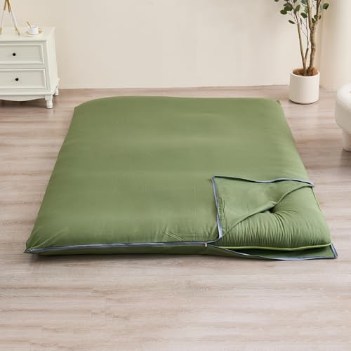 Zelladorra Futon Mattress Cover, Zippered Japanese Floor Mattress Cover, Machine Washable (Green, Twin) Zelladorra
