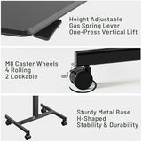 SageNest Adjustable Mobile Standing Desk, Rolling Sit-Stand Laptop Desk with Locking Wheels, Compact Portable Computer Table for Home Office or Dorm, Black SageNest