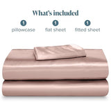 Bare Home Poly Satin Sheet Set - Twin Extra Long - Luxury Soft and Smooth Satin - for Hair and Skin - Breathable - Similar to Silk - Deep Pocket up to 15” - Bedding Sheet Set (Twin XL, Blush) Bare Home