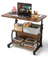 QZMDSM Laptop Desk Adjustable Desk Small Standing Desk Home Office Desks for Small Spaces Portable Desks Table for Bedrooms,Mobile Rolling Computer Work Desks on Wheels QZMDSM