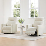CHITA Power Recliner Chair for Adults, Electric Zero Clearance Wall Hugger Recliner for Small Spaces, Modern Living Room and RV Recliner Chair with Adjustable Power Headrest & Charging Ports, Cream