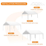 Garvee Carport, 10 ft x20 ft Extra Large Heavy Duty Carport, Portable Heavy Duty Garage Shelter with 8 Legs, Garage Tent for Car, Truck, SUV, Car Canopy with All-Season Tarp - White Garvee