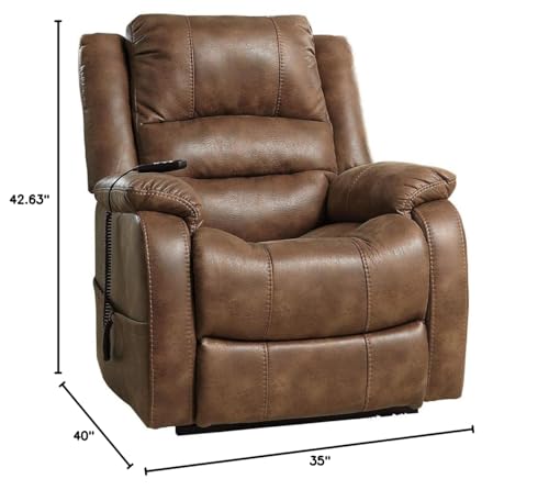 Signature Design by Ashley Yandel Faux Leather Electric Power Lift Recliner for Elderly, Brown Signature Design by Ashley
